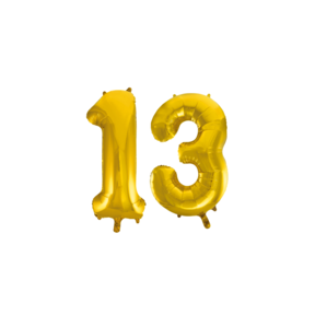 Folieballon 13 jaar Goud 86cm
