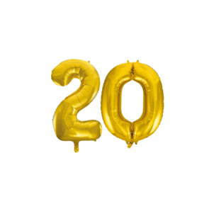 Folieballon 20 jaar Goud 86cm
