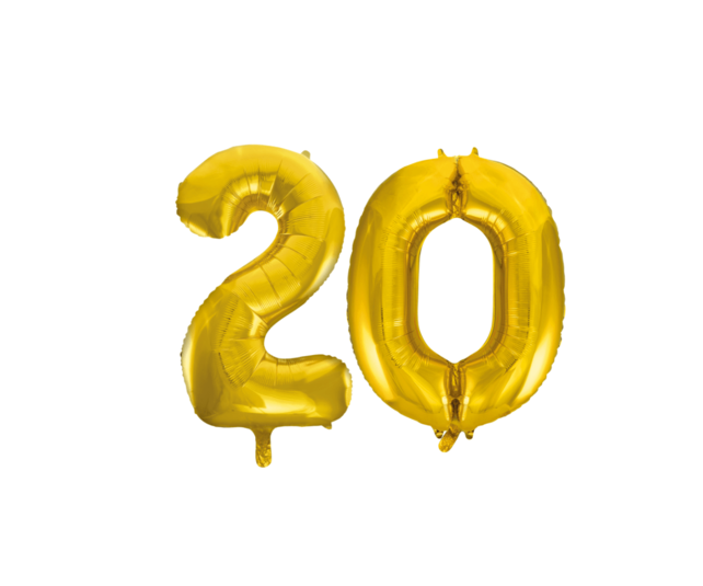 Folieballon 20 jaar Goud 86cm