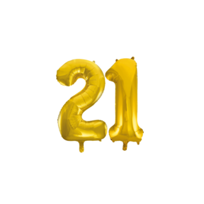 Folieballon 21 jaar Goud 86cm