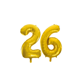 Folieballon 26 jaar Goud 86cm