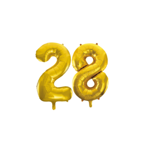 Folieballon 28 jaar Goud 86cm