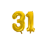 Folieballon 31 jaar Goud 86cm