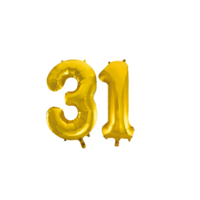 Folieballon 31 jaar Goud 86cm