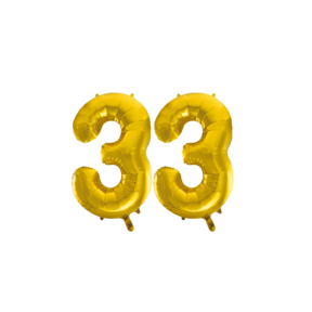 Folieballon 33 jaar Goud 86cm