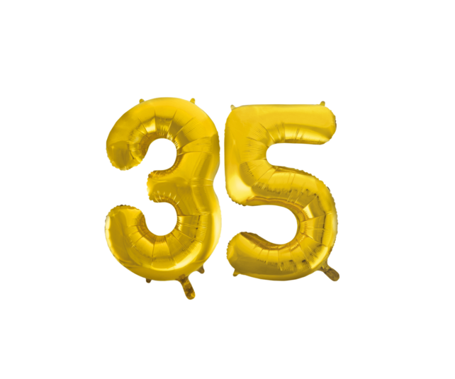 Folieballon 35 jaar Goud 86cm