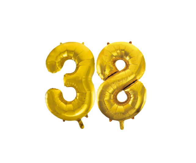 Folieballon 38 jaar Goud 86cm