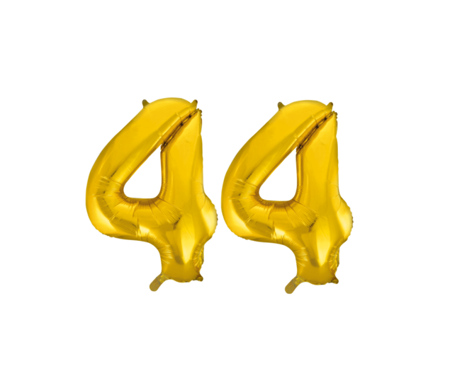 Folieballon 44 jaar Goud 86cm