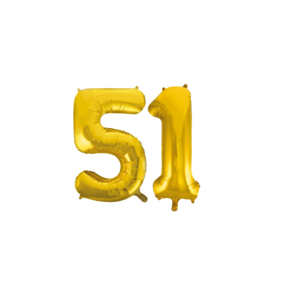 Folieballon 51 jaar Goud 86cm
