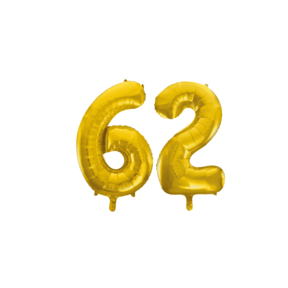 Folieballon 62 jaar Goud 86cm