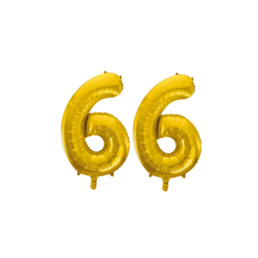 Folieballon 66 jaar Goud 86cm