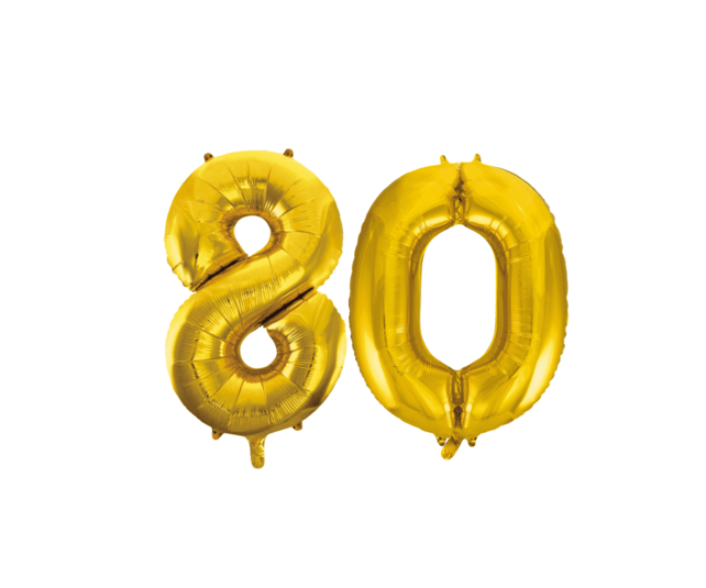 Folieballon 80 jaar Goud 86cm Folieballon 80 jaar Goud 86cm