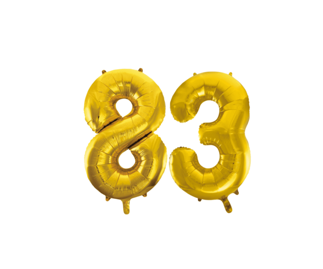 Folieballon 83 jaar Goud 86cm