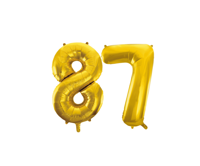 Folieballon 87 jaar Goud 86cm