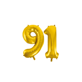 Folieballon 91 jaar Goud 86cm