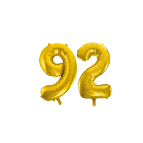 Folieballon 92 jaar Goud 86cm