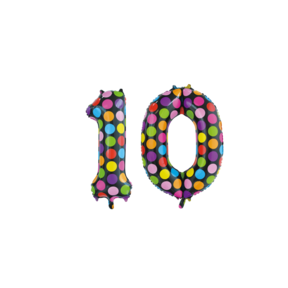 Folieballon 10 jaar stippen 86cm
