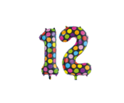 Folieballon 12 jaar stippen 86cm