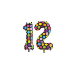 Folieballon 12 jaar stippen 86cm