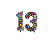 Folieballon 13 jaar stippen 86cm