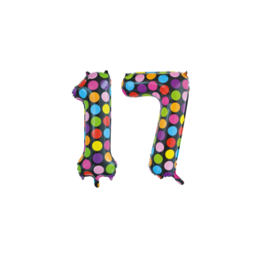 Folieballon 17 jaar stippen 86cm