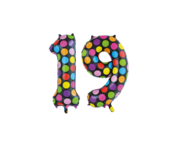 Folieballon 19 jaar stippen 86cm