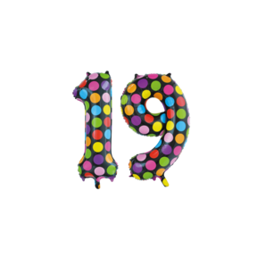 Folieballon 19 jaar stippen 86cm
