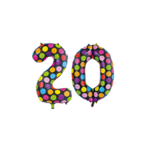 Folieballon 20 jaar stippen 86cm