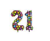 Folieballon 21 jaar stippen 86cm