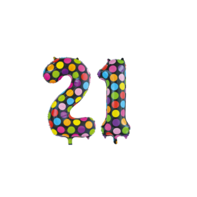 Folieballon 21 jaar stippen 86cm