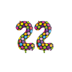 Folieballon 22 jaar stippen 86cm