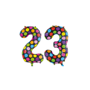 Folieballon 23 jaar stippen 86cm
