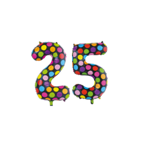 Folieballon 25 jaar stippen 86cm