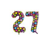Folieballon 27 jaar stippen 86cm