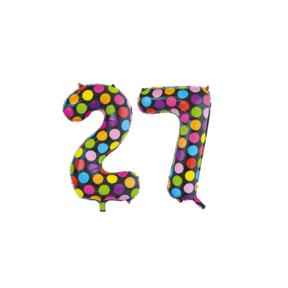 Folieballon 27 jaar stippen 86cm