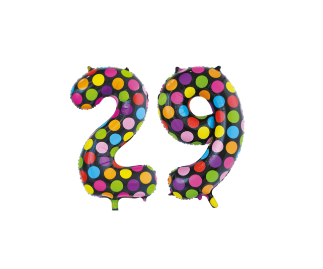 Folieballon 29 jaar stippen 86cm