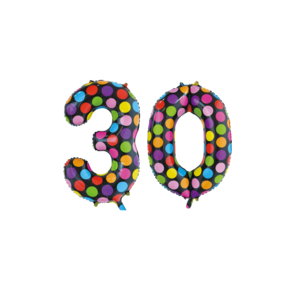 Folieballon 30 jaar stippen 86cm