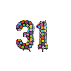 Folieballon 31 jaar stippen 86cm