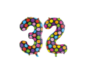 Folieballon 32 jaar stippen 86cm