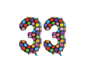 Folieballon 33 jaar stippen 86cm