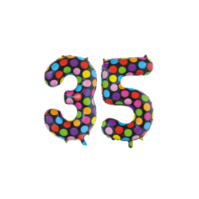Folieballon 35 jaar stippen 86cm