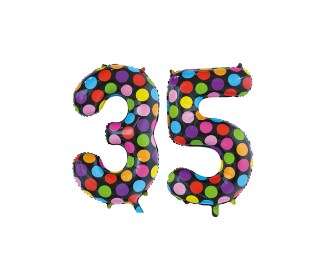 Folieballon 35 jaar stippen 86cm