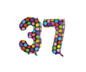 Folieballon 37 jaar stippen 86cm Folieballon 37 jaar stippen 86cm