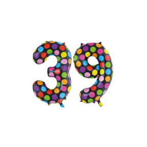 Folieballon 39 jaar stippen 86cm