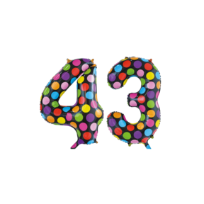 Folieballon 43 jaar stippen 86cm