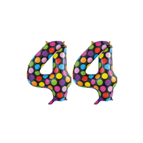 Folieballon 44 jaar stippen 86cm