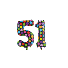 Folieballon 51 jaar stippen 86cm
