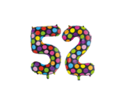 Folieballon 52 jaar stippen 86cm Folieballon 52 jaar stippen 86cm
