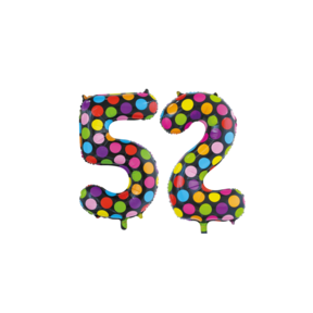 Folieballon 52 jaar stippen 86cm