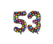 Folieballon 53 jaar stippen 86cm